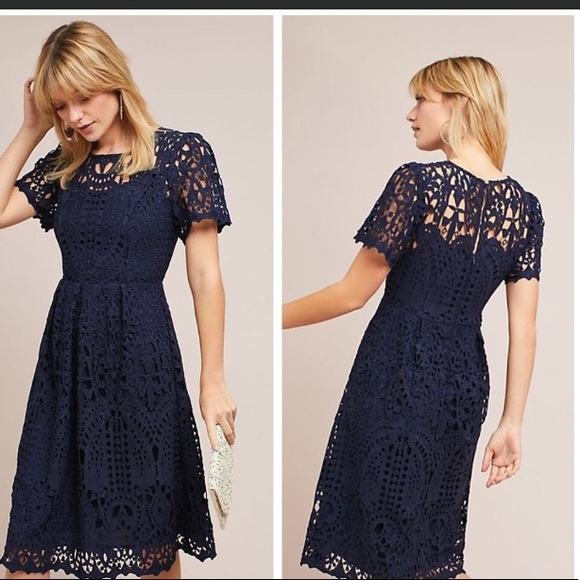 anthropologie navy dress